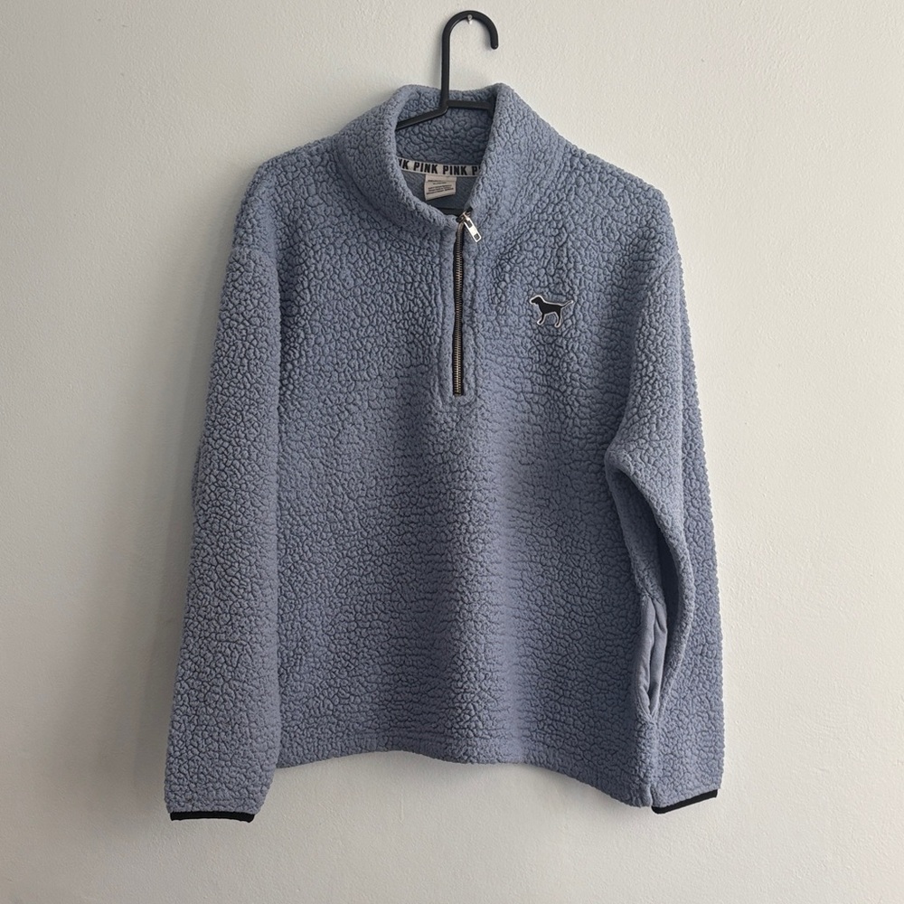 PINK Victoria Secret Blue Quarter-Zip Sweater
